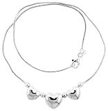 Sterling Silver Bracelet with 3 Heart Slides 7