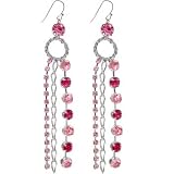 Silver Pink Austrian Crystal GALA Drop Earrings