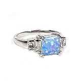Ring W/ Lab Opal STERLING SILVER Sizes 5 to 9 Square