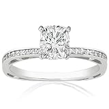0.65 Ct Cushion Diamond Engagement Ring Pave SI2-F GIA