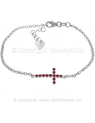 Ruby Cross Bracelet in 14k White Gold