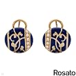 ROSATO Made in Italy Majestic Earrings With Cubic zirconia Beautifully Designed in Blue Enamel and 14K/925 Gold plated Silver. Total item weight 6.4g Length 14mm
