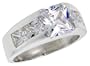 Sterling Silver 3.0 Carat Size Princess Cut Cubic Zirconia Men's Ring (Available in Sizes 8 to 13)