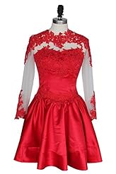 Above the Knee Short Long Sleeves Applique Prom Dress 