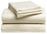 Pike Street Solid Flannel Full Sheet Set, Ivory