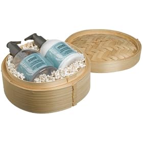 Upper Canada Soap & Candle Bamboo Steamer Gift Set, Water Mint Sake Upper Canada Soap & Candle Bamboo Steamer Gift Set, Water Mint Sake