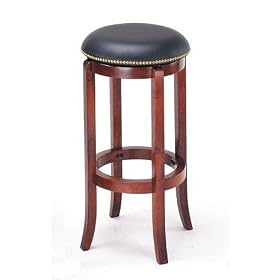 Cherry Finish Wood 29H Swivel Bar Stool Counter Chair by visiondecor Furniture