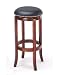30"H Nailhead Black Leather Like Swivel Barstool Bar Stool in Cherry Finish
