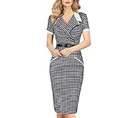 V-neck Houndstooth Print  Dress
