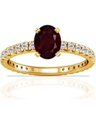 18K Yellow Gold Oval Cut Ruby Ring With Sidestones