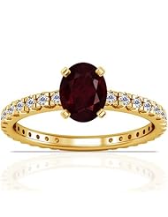 14K Yellow Gold Oval Cut Ruby Ring With Sidestones