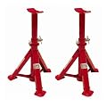 2 TONNE PAIR OF RED ADJUSTABLE FOLDING CAR AXLE STANDS/SUPPORTS