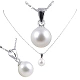 Freshwater Cultured Round Shape 7-7.5mm White Pearl Pendant, 16