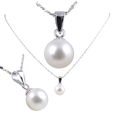 Freshwater Cultured Round Shape 7-7.5mm White Pearl Pendant, 16