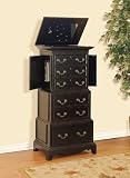 Antique Black Over Terra Cotta Stepped Jewelry Armoire By Powell Furniture