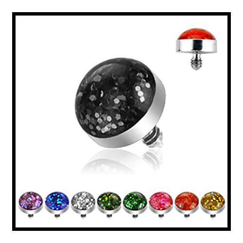 Surgical Steel Internally Threaded Glitter Dome Dermal Top - 14GA (4mm Ball) (Sold Ind.)