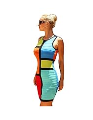 Sleeveless Colorblocking Bandage Dress 