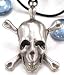 SKULL Cross Bones Danger Poison Silver Tone PEWTER PENDANT