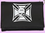 black wallet Iron Cross skull 666
