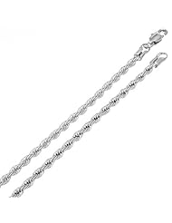3MM Thick 14k Heavy White Gold Plated Rope Chain Necklace - Lifetime Warranty