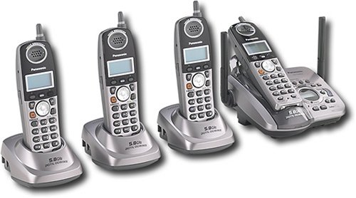 Panasonic KX-TG5634S 5.8GHz Cordless Phone with 4 Handsets and Answering Machine - Silver