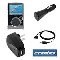 Transparent Clear Crystal Snap on Hard Case + USB Data Cable + USB Home Travel Charger + USB Car Charger for Sandisk Sansa Fuze