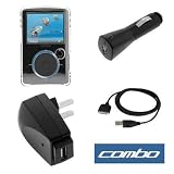Transparent Clear Crystal Snap on Hard Case + USB Data Cable + USB Home Travel Charger + USB Car Charger for Sandisk Sansa Fuze