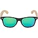 Woodies Electric Green Mirrored Polarized Classic Bamboo Wood Sunglasses | Real Wooden Frame | 100% UVA/UVB Ray Protection