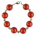 Handmade Coral Bracelet With Silver Floral Beads