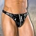 Men's Patent PVC Thong With Zipper Lycra Back in Black One Size