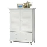 Antique White Shutter Door TV Entertainment Center Armoire