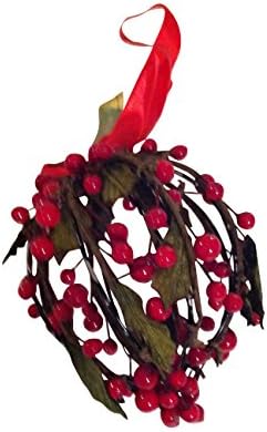 Fortune Share Small Red Berry Wire Ball Ornament, Great for Christmas and any seasonal holidays. Hangs Perfectly on Christmas Tree