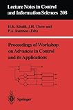 Proceedings of Workshop on Advances in Control and Its Applications