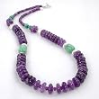 Amethyst and Turquoise Beaded Necklace with Sterling Silver Accents, 30" Length, #7914