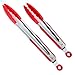 KevenAnna Premium quality Silicone Stainless Steel Tongs, Silicone Cooking Utensils Set, Kitchen Tongs ,set of 2,9-Inch & 12-Inch(Red)