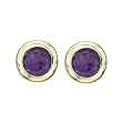 14K Yellow Gold Bezel Set 4 MM Amethyst Earring Studs