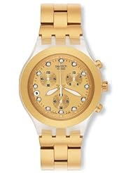 Watch: Swatch Mens SVCK4032G Stainless Steel Analog Watch with Gold Dial Watch - Swatch
