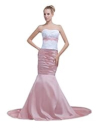 Strapless Floor Length Satin Mermaid Beaded Applique Lace Empire Natural   Waistline Prom Dress 