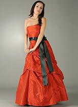 Tie-Waist Gathered Pick-Up Ball Gown for Bridesmaid Formal Prom