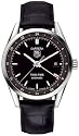 TAG Heuer Men's Carrera Black Crocodile Strap Black 'Twin-Time' Dial Steel Automatic Watch #WV2115.FC6180