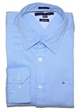 Tommy Hilfiger Men Custom Fit Long Sleeve Logo Striped Shirt (XL(17.5-18), Blue/white)
