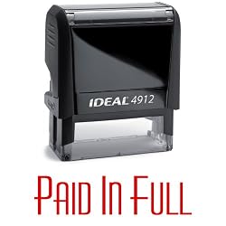 PAID IN FULL Red Office Stock Self-Inking Rubber Stamp