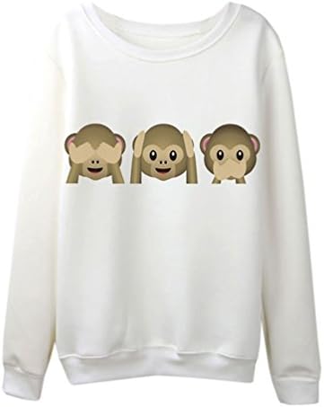 Women Swag Sweatshirts 3D Funny Emoji Monkey Hoodies Harajuku Top T Shirt
