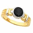 14K Two-Tone Gold Onyx and Diamond Ring