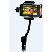 GSI Super Quality Wireless Hands-Free 5-in-1 Dock-Mount-Charger-FM Transmitter-Car Kit, with Goose-neck Mount + Cradle Rotate Function - for Ipod, IPhone 4/3G/3GS, MP3, MP4, CD, DVD Players - Includes Audio Cable, LCD Display - Cigarette Lighter Plug-In