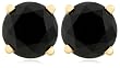 14k Yellow Gold Black Diamond Stud Earrings (2 cttw)