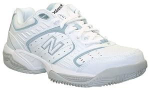 New Balance Womens WC654,White-Blue,7 2A (Narrow)(N) US