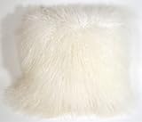 Pillow Decor - Mongolian Sheepskin 18 x 18 Snow White Throw Pillow