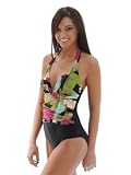 FantaSizer Swim Suit Halter 1 Piece Tank Color Obsession Swimwear Look Thinner Sizes 8 10 12 14 or 16