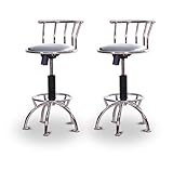 2 24"-29" Glitter Silver Seat Chrome Adjustable Specialty / Custom Barstool ....